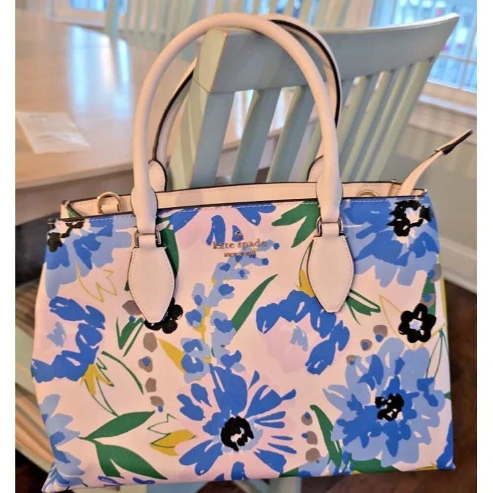 KATE SPADE RAE FLORAL MEDIUM SATCHEL KL061 MULTI CREAM NWT
